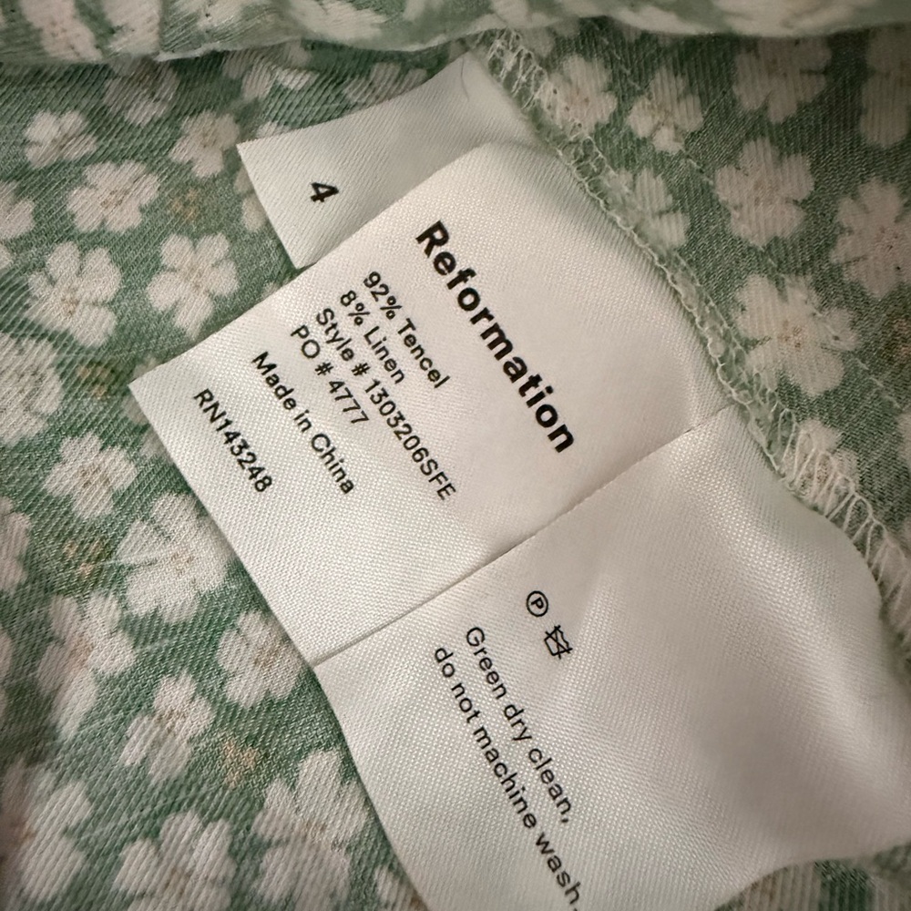Reformation Green Mini Dress with White Daisy Print - Picture 3 of 12
